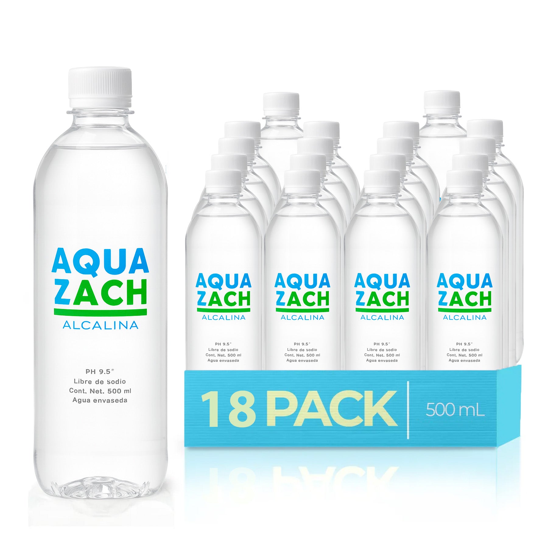 Agua Alcalina Aqua Zach pH 8.5 Hidratación Premium Libre de Sodio en Botella 500 ml