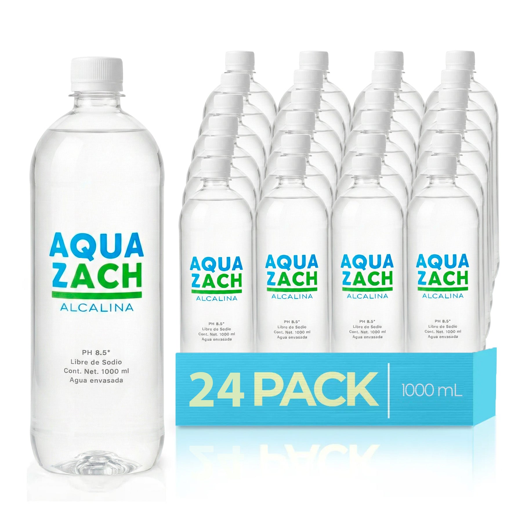 Agua Alcalina Aqua Zach pH 8.5 Hidratación Premium Libre de Sodio en Botella 1 Litro