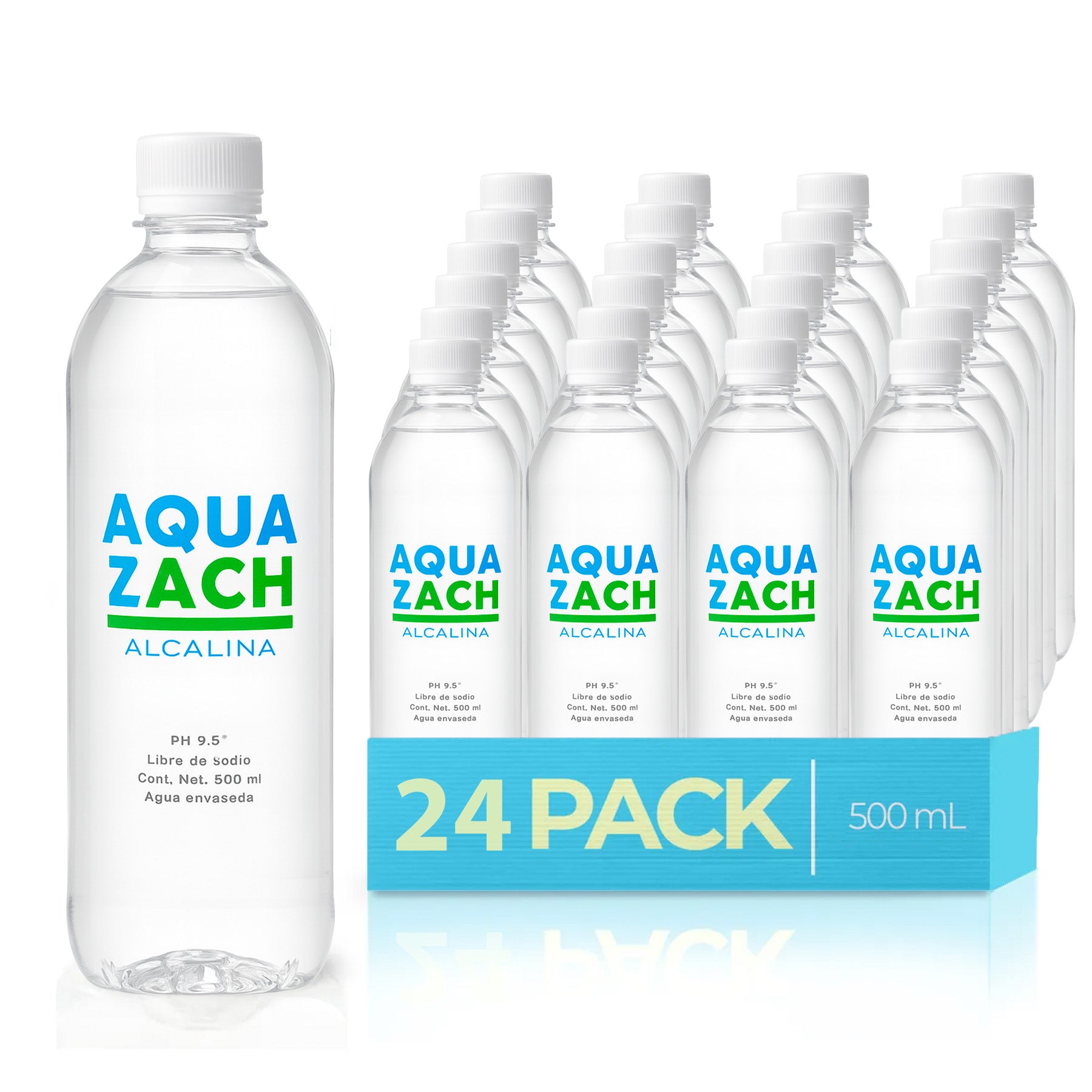 Agua Alcalina Aqua Zach pH 8.5 Hidratación Premium Libre de Sodio en Botella 500 ml