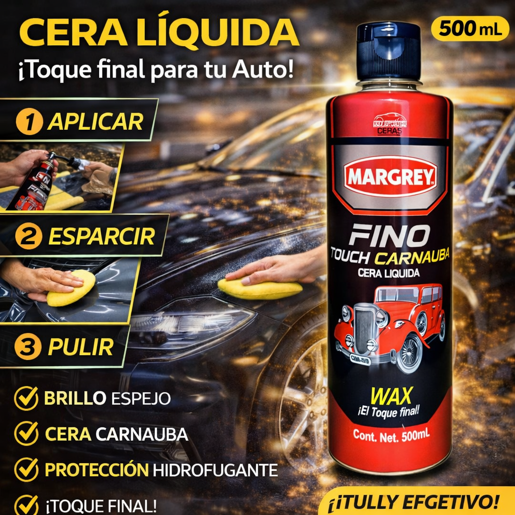 Fino Touch Carnauba Margrey 500 mL Cera Líquida para Auto