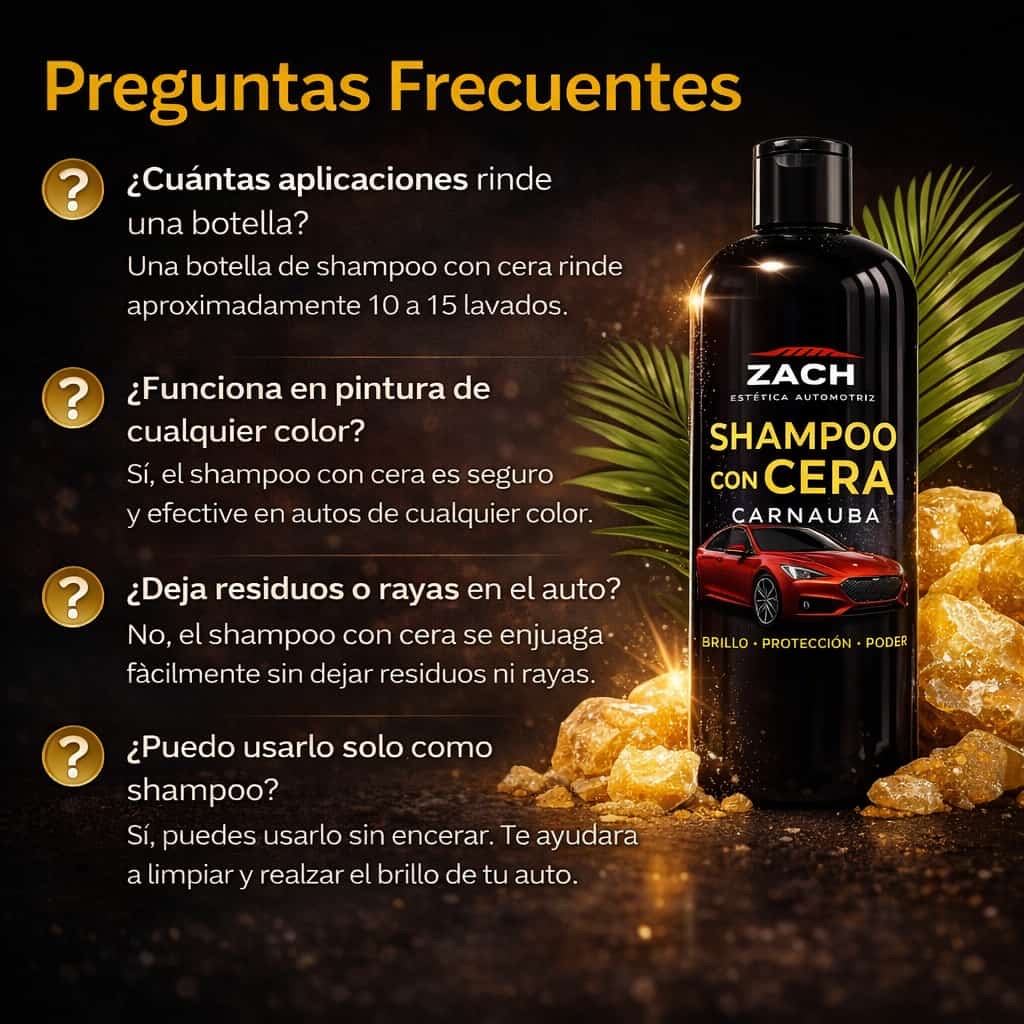 Zach Shampoo con Cera Carnauba 1 L Brillo y Protección