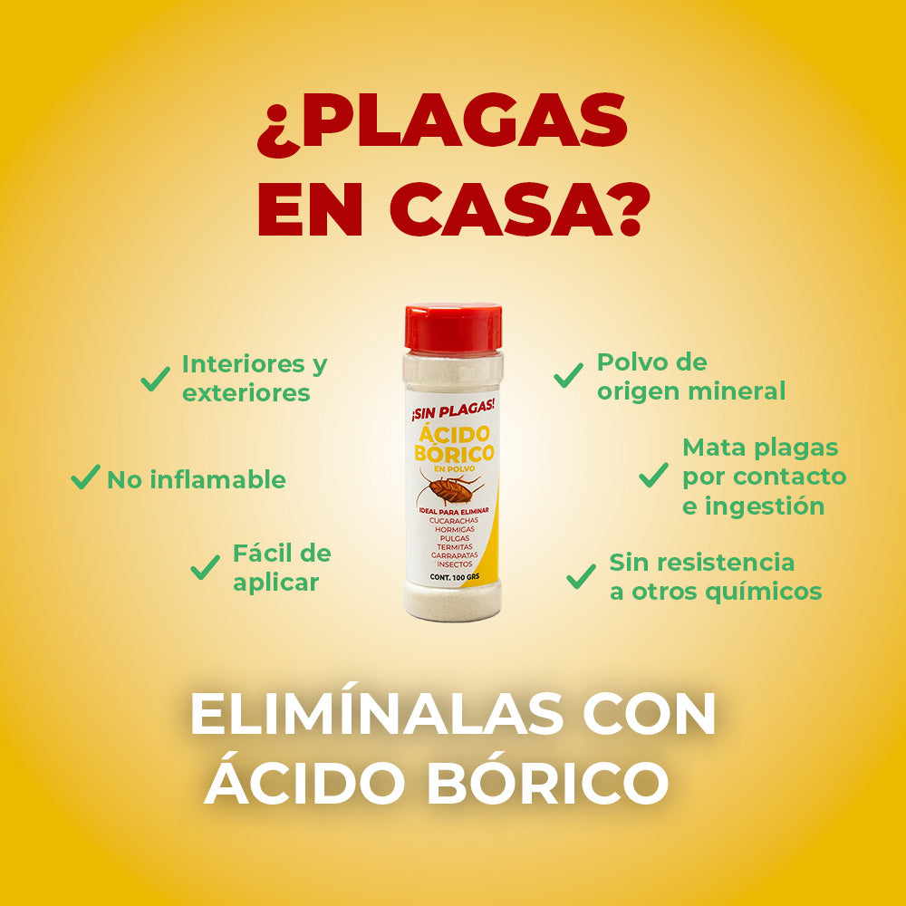 Ácido Bórico en Polvo 100 g Control de Plagas Hogar Interior Exterior Fácil Aplicación