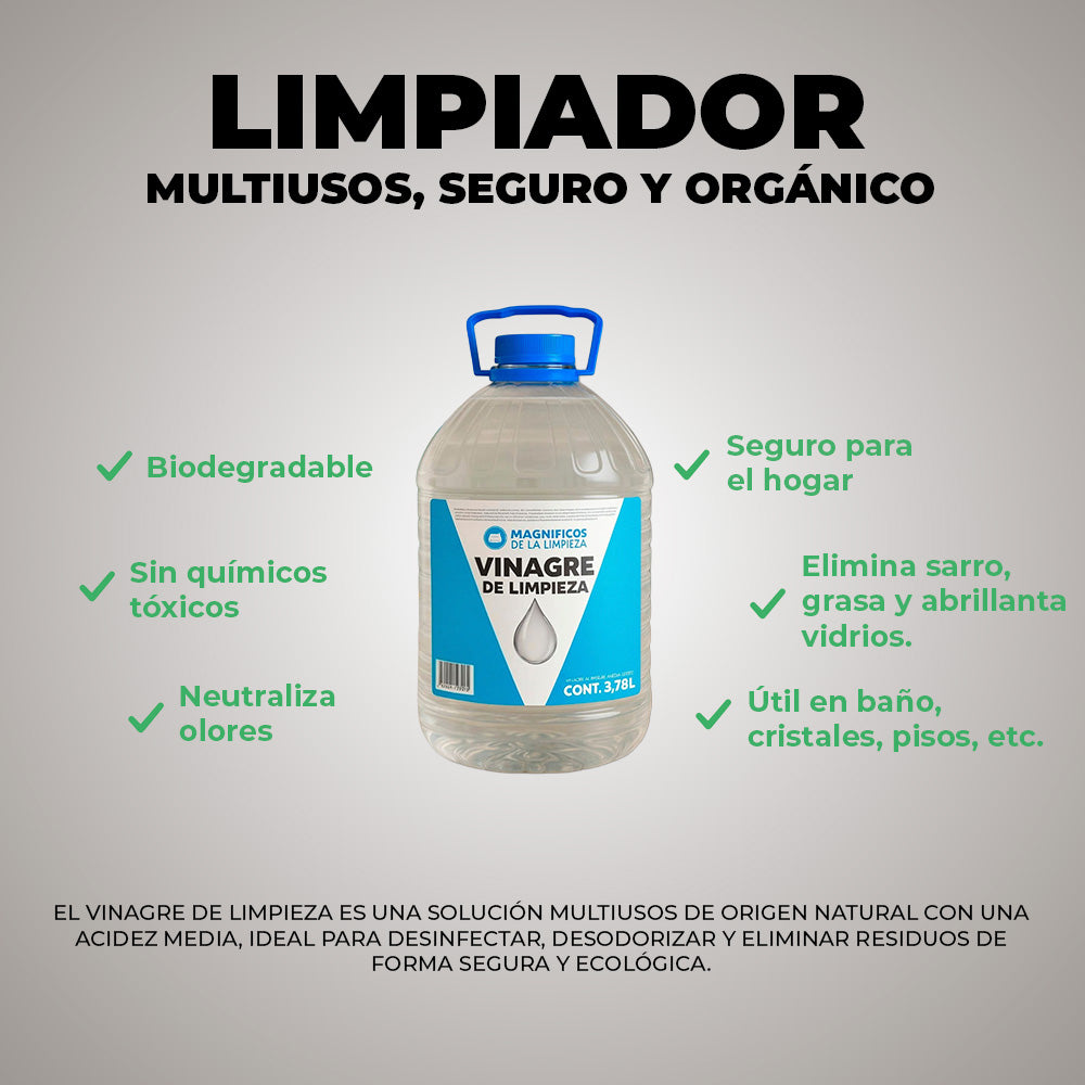 Vinagre de Limpieza Multiusos 3.78 L Magníficos de la Limpieza Orgánico Seguro Hogar