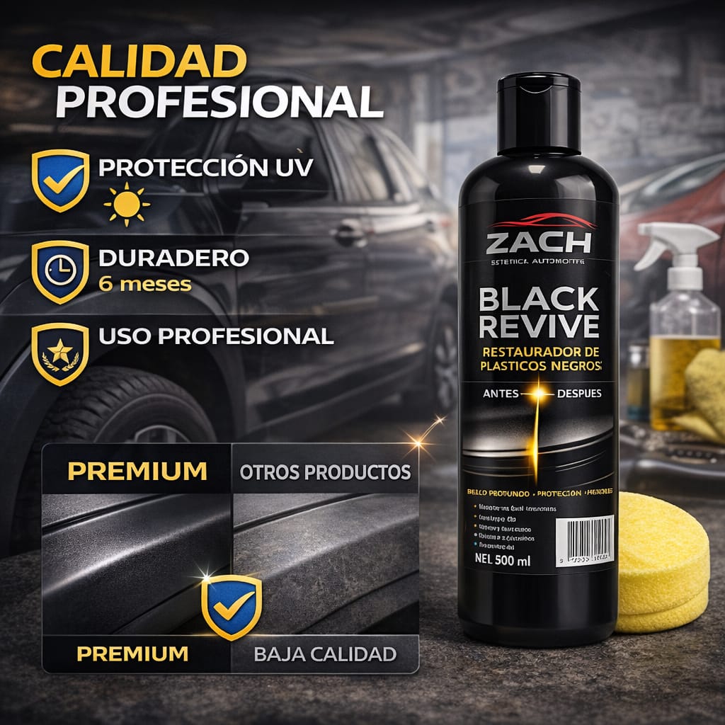 Black Revive Zach Restaurador de Plásticos Negros 500 mL