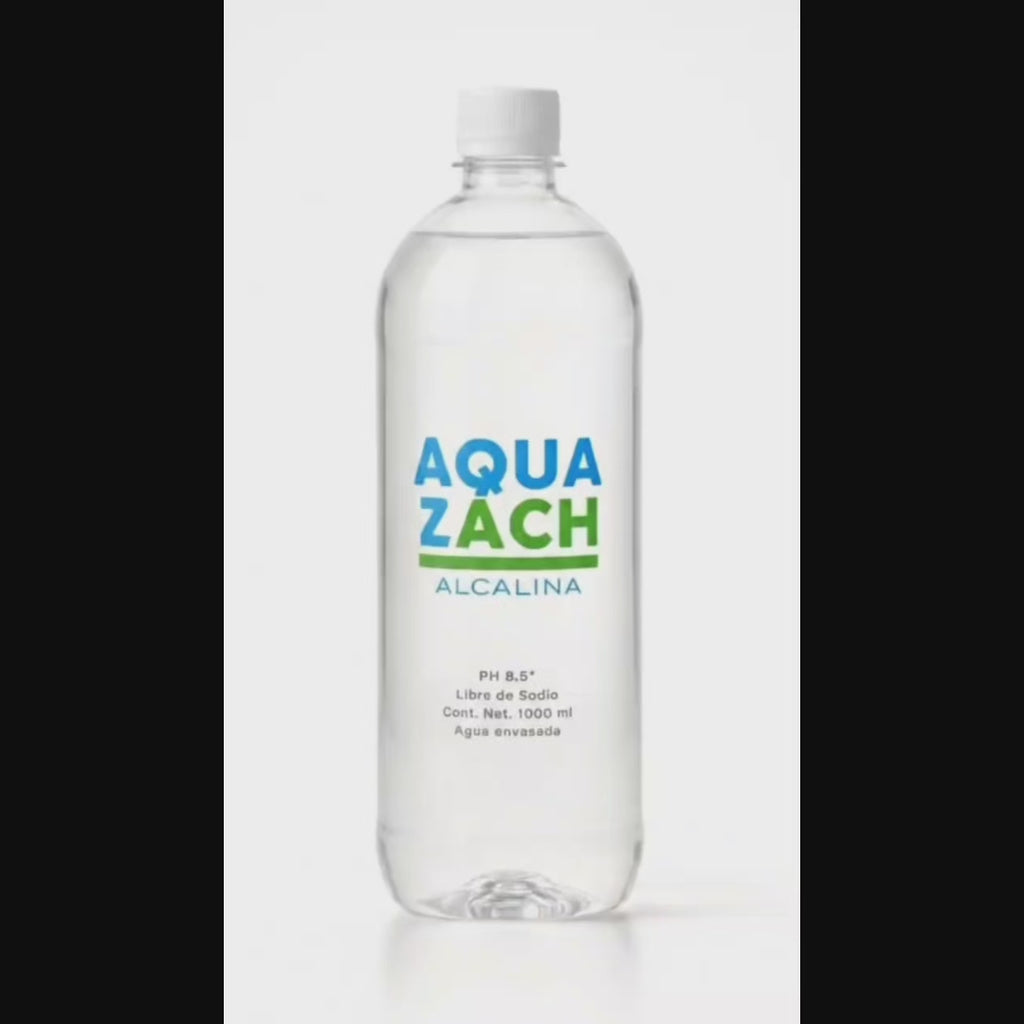 Agua Alcalina Aqua Zach pH 8.5 Hidratación Premium Libre de Sodio en Botella 1 Litro